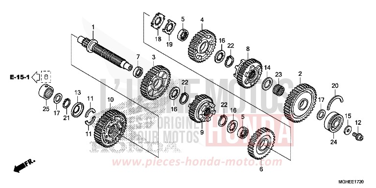TRANSMISSION (VFR1200XD/XDA/XDL/XDS) (COUNTERSHAFT) for VFR1200X Dual Clutch MAT PEARL GLARE WHITE (NHB54) from 2014